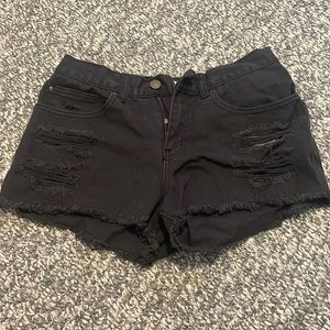 Billabong black distressed denim shorts